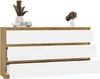 A modern dresser with white drawers and a wooden frame, decorated with dried flowers. Podgląd zdjęcia produktu