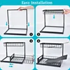 A four-panel image demonstrating the easy installation of a two-tier kitchen organizer. Produktbild-Vorschau