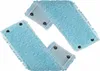 Two blue mop pads with white and green striped fabric sections and black snaps are arranged diagonally on a white background. Produktbild-Vorschau