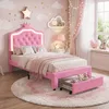 Kinderbett 90x200 cm mit LED, PolyurethanPolsterbett mit Produktbild-Vorschau 6