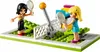 Two LEGO Friends figures playing tennis on a court. Podgląd zdjęcia produktu