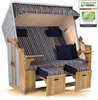 Strandkorb Ostsee 2,5-Sitzer 150cm breit in Beige Weiß Blau Produktbild-Vorschau 1