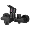 A black bathroom faucet against a white background. Produktbild-Vorschau
