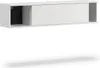 A white horizontal wall-mounted cabinet with a black interior compartment and a white sliding door. Produktbild-Vorschau