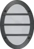 A close-up studio shot of an oval-shaped outdoor wall light fixture. Voir les images du produit