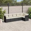 Design 6-tlg. Garten-Sofagarnitur mit Kissen Schwarz Poly Produktbild-Vorschau 1