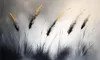 An abstract painting of tall grass with gold accents against a grey and white background. Produktbild-Vorschau