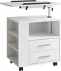 A white bedside table with drawers and shelves, with an adjustable tray on top. Anteprima dell’immagine prodotto
