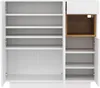 An open white cabinet with multiple shelves and a wooden cubby. Anteprima dell’immagine prodotto