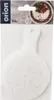 The image shows a white plastic cake stencil with a butterfly design, packaged in a clear plastic bag with a cardboard header. The header has the brand name 'orion' and a picture of a decorated cake. Náhled obrázku produktu