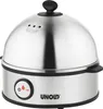 A silver and black egg cooker is shown from a front-facing angle on a white background. Produktbild-Vorschau