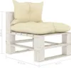vidaXL Garten-Paletten-Mittelsofa mit Kissen in Creme Holz Produktbild-Vorschau 6