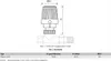 Diagram of a thermostatic radiator valve with dimensions and a table of specifications. Produktbild-Vorschau