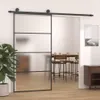 vidaXL Posuvné dvere ESG sklo a hliník matné 102,5x205 cm Náhľad obrázku produktu 2