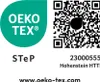 OEKO-TEX STeP certification logo with a QR code and certification details. Produktbild-Vorschau