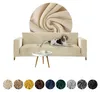 Elastischer Velours-Bezug für Ecksofa 4-Sitzer in Creme – Produktbild-Vorschau 1