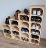 Schuhregal aus Holz, Holzkisten mit 18 Fächern, Hohe Produktbild-Vorschau 2