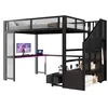 Hoogslaper 140 x 200 cm met bureau, 3 lades, open Productafbeelding-voorbeeld 4