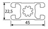 Länge 1820mm - Aluminiumprofil 45x22,5L B-Typ Nut 10 Produktbild-Vorschau 2