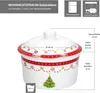 A white ceramic cookie jar with a Christmas design, featuring dimensions and capacity information. Anteprima dell’immagine prodotto