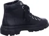 A black leather high-top boot with a thick sole, shown from the side. Voir les images du produit