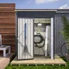 GIHAUVIA Metall Gerätehaus anthrazit 140x72,4x182 cm (B x T Produktbild-Vorschau 9