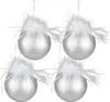 Clayre & Eef Weihnachtskugel 4er Set Ø 10 cm Silberfarbig Produktbild-Vorschau 1