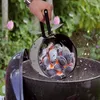 Anzündkamin Metall für Kohle und Briketts - Kohlestarter - D: 17cm, H: 27cm - Holzgriff Produktbild-Vorschau