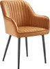 A single caramel brown upholstered chair with black metal legs is shown against a white background. Produktbild-Vorschau