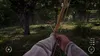 A first-person perspective of a player aiming a bow and arrow at a deer in a forest setting, likely within a video game. Náhled obrázku produktu