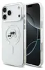 A transparent phone case with Karl Lagerfeld branding and graphics is shown on a white background, next to a smartphone. Anteprima dell’immagine prodotto