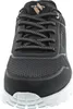 A close-up front view of a black Skechers sneaker. Voir les images du produit