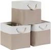 Stoff Aufbewahrungsbox 25x25x25 cm Faltbar Helles Khaki Produktbild-Vorschau 1