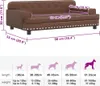 A diagram showing the dimensions of a dog bed and a size chart for different dog sizes. Voir les images du produit