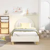 vidaXL Kinderbettgestell mit Kopfteil Creme 80 x 160 cm Produktbild-Vorschau 3