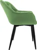 A side view of a green upholstered chair with black legs. Náhled obrázku produktu