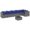 7-tlg. Garten-Lounge-Set mit Kissen Grau Poly Rattan Produktbild-Vorschau 1