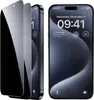 A product shot of iPhone 15 privacy screen protectors, with one protector shown on a phone screen. Produktbild-Vorschau