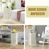 Collage of a 10-drawer rolling cart shown in different settings: a salon, a garage, and an artist's studio. Produktbild-Vorschau