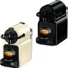 Two Nespresso coffee machines, one cream and one black, are shown side-by-side against a white background. Each machine has a small glass cup of espresso in front of it. Produktbild-Vorschau