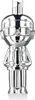 A silver perfume bottle shaped like a cartoon man in a suit and tie. Voir les images du produit
