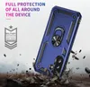 A blue phone case with a ring holder is shown in a dynamic, action-oriented scene with debris flying around it, suggesting durability and protection. Anteprima dell’immagine prodotto