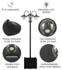 Outsunny Solarleuchte Gartenlicht 3-köpfige Lampe mit Produktbild-Vorschau 6