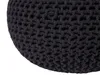 A close-up view of a dark gray knitted pouf. Produktbild-Vorschau