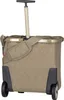 A quilted khaki shopping bag with a retractable handle and wheels. Voir les images du produit