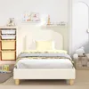 vidaXL Kinderbettgestell mit Kopfteil Creme 90 x 200 cm Produktbild-Vorschau 3