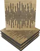A stack of wooden acoustic wall panels with a sound wave pattern. Náhľad obrázku produktu