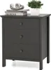 A dark gray nightstand with three drawers is shown against a white background. There are two books and a pair of headphones on top of the nightstand, along with a small potted plant. Anteprima dell’immagine prodotto