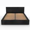 A black upholstered bed frame with a slatted base, shown from the front against a white background. Podgląd zdjęcia produktu