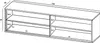 A 3D rendering of a white TV cabinet with dimensions indicated by text and lines. Náhled obrázku produktu